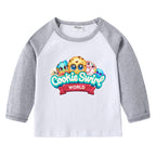 Children's T-shirt with round neck cartoon long sleeves