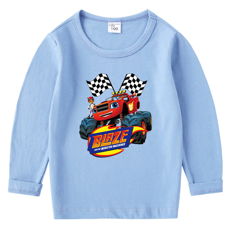 Children's cotton T-shirt with round neck and long sleeved base