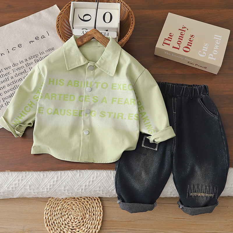 Spring and Autumn Casual Shirt Long Sleeve Two Piece Set