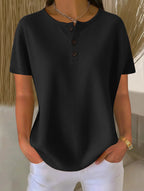 Round neck solid color pullover loose top