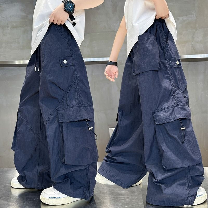 Boy's Casual Cargo Pants, StylishLoose Street Dance Children's Breathable Long Pants Trendy