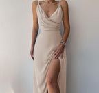V-Neck Slit Sling Dress Summer Fashion Sexy Slim Suspender Dresses for Women Clothing