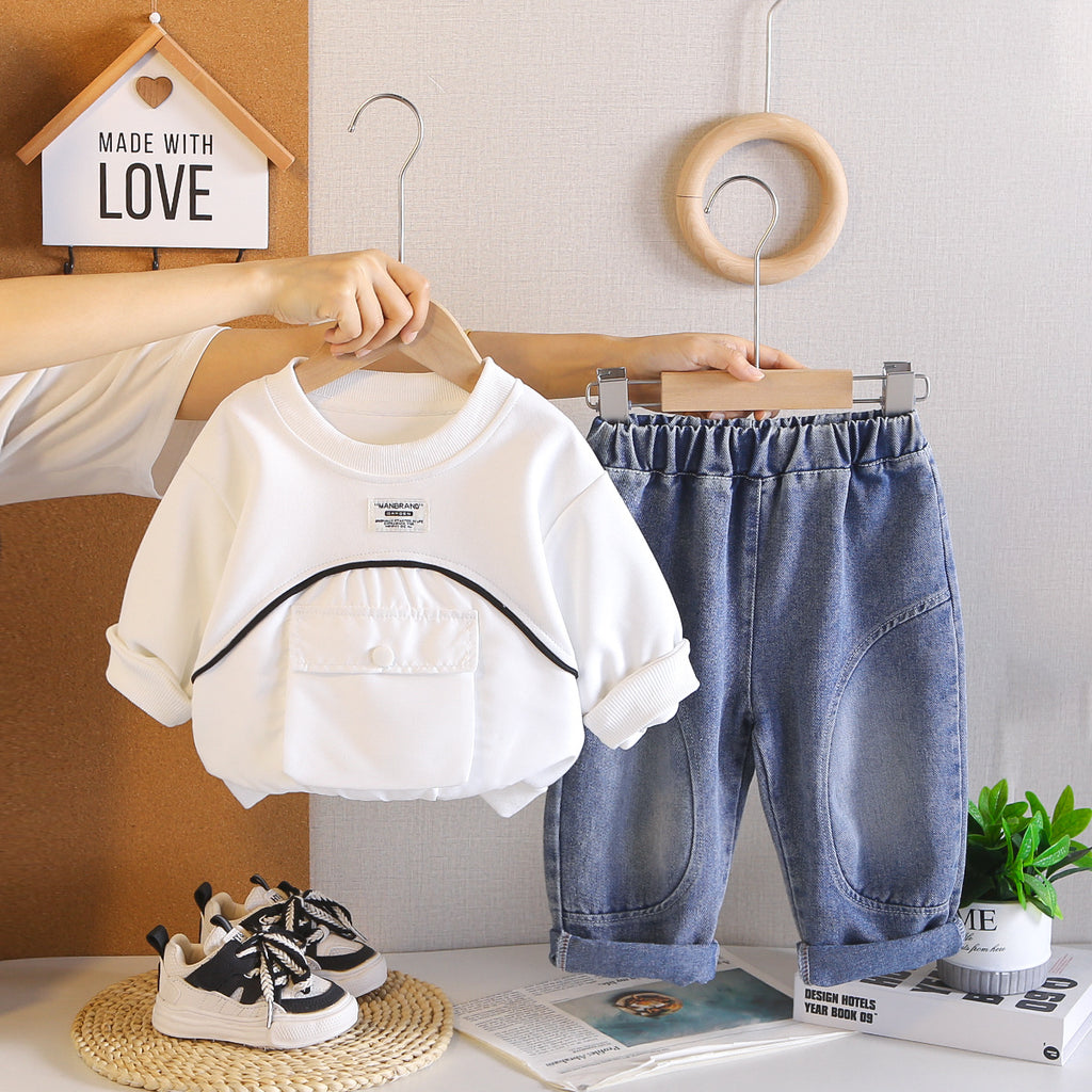 Casual hoodie long sleeved two-piece set for baby autumn clothes