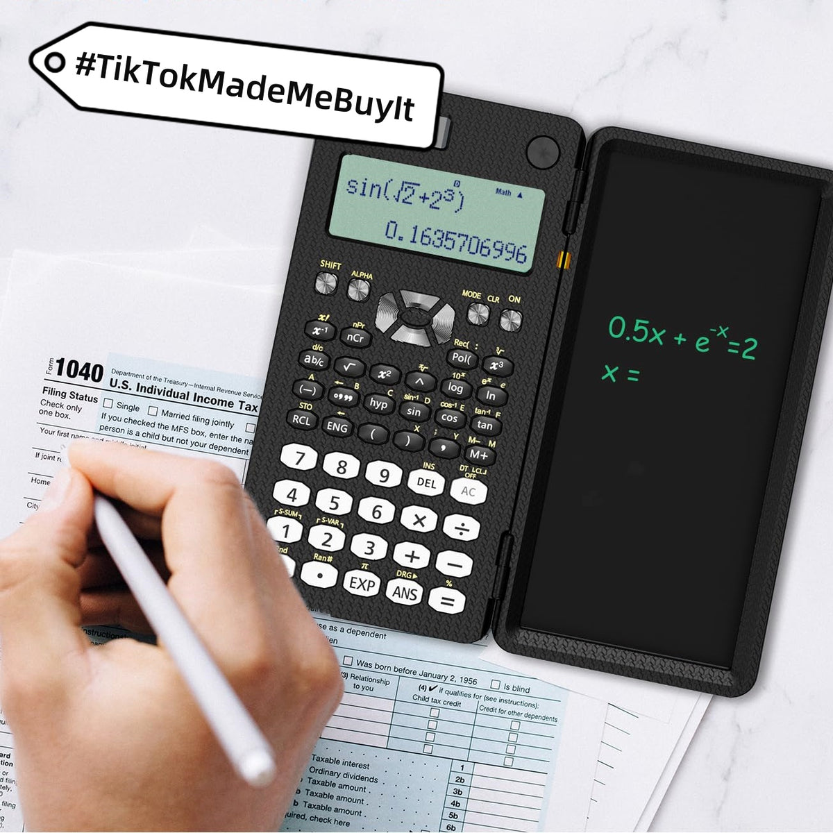2-in-1 Klapp-Taschenrechner mit Schreibtablett, wissenschaftlich