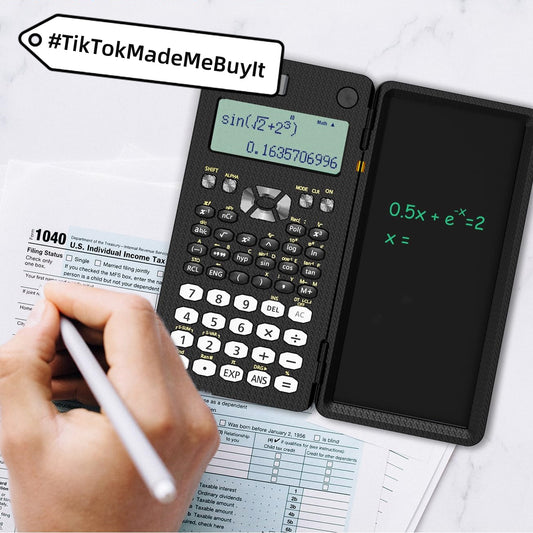 2-in-1 Klapp-Taschenrechner mit Schreibtablett, wissenschaftlich