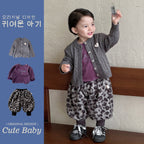 Cardigan Sweater Leopard Print Pants Three-Piece Set Outfit Boy Casual Clothing Set