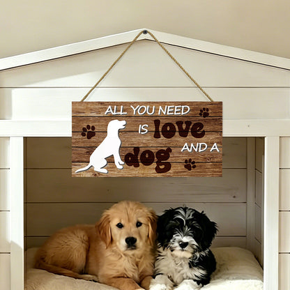 Hunde-Holzschild Wanddeko mit Pfotenmotiv