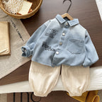 Cowboy shirt long sleeved two-piece set for babies
