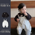 Overalls Set Long Sleeve Bodysuit Two-Piece Outfit Casual Wear