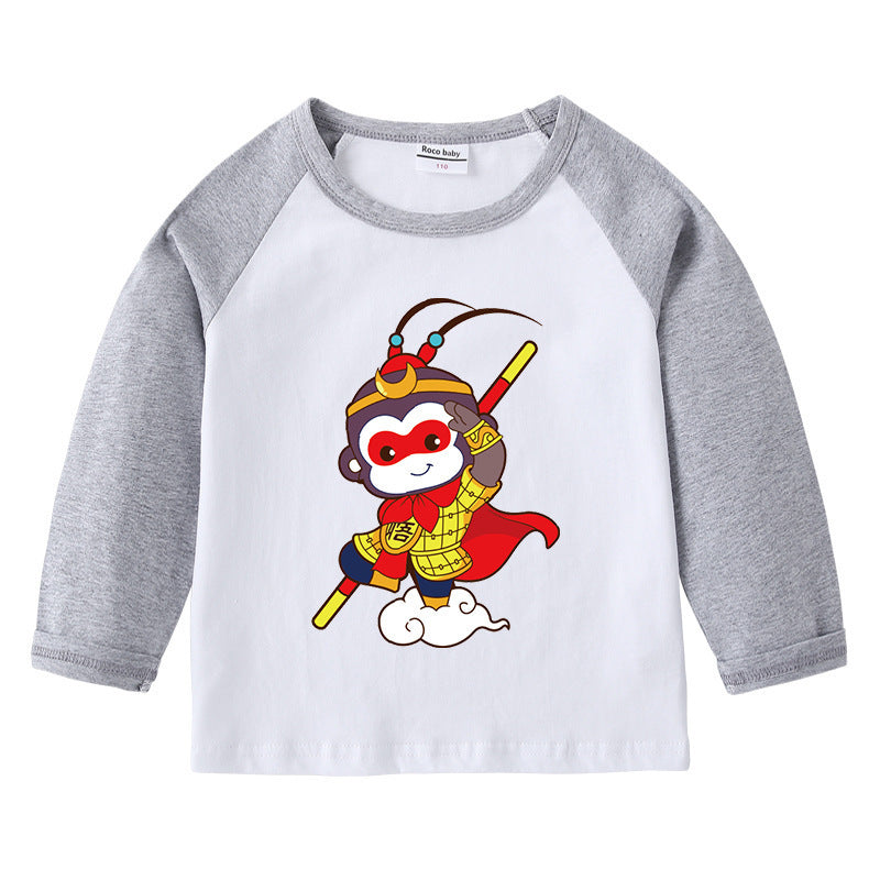Round neck cartoon long sleeved top