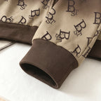 Sporty Outfit for Boys Gradient Letter Print Jacket with Cuffed Pants 2-Piece Set