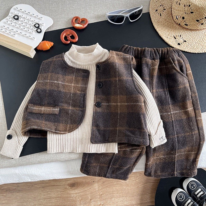 Autumn irregular sweater three piece set