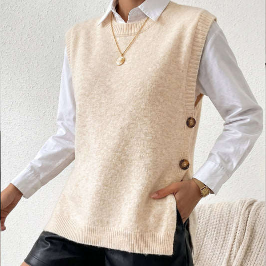 Strickweste Damen ärmellos Rundhals Pullunder