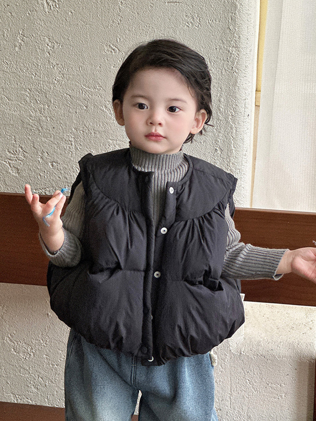 Jeans Thickened Vest Children's Three-Piece Set Sweater Underwear Kids