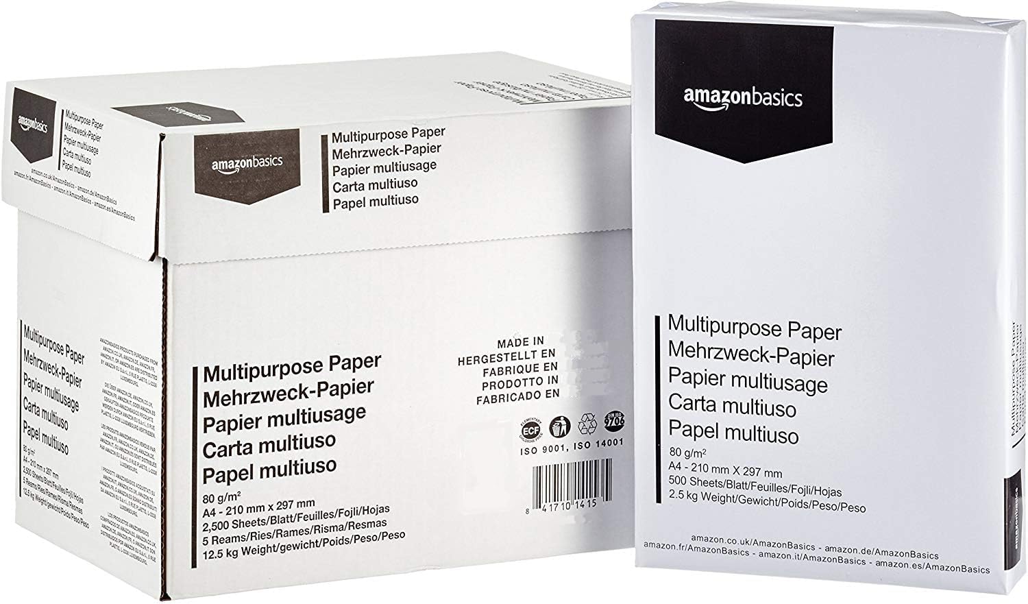 AmazonBasics Druckerpapier A4 - 5x500 Blatt