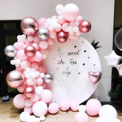 Ballongirlande in Rosa, Rot und Silber, Ballonbogen-Set – Ansicht 4