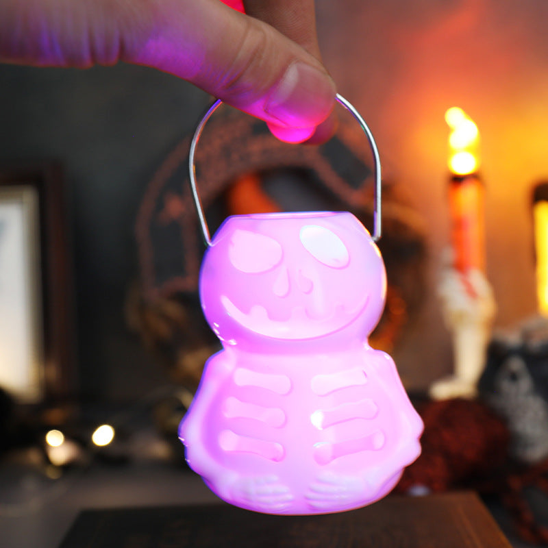Halloween Pumpkin Lantern Electronic Candle Light Holder Portable Candlestick Night Light Halloween Decoration Prop Atmosphere Decoration