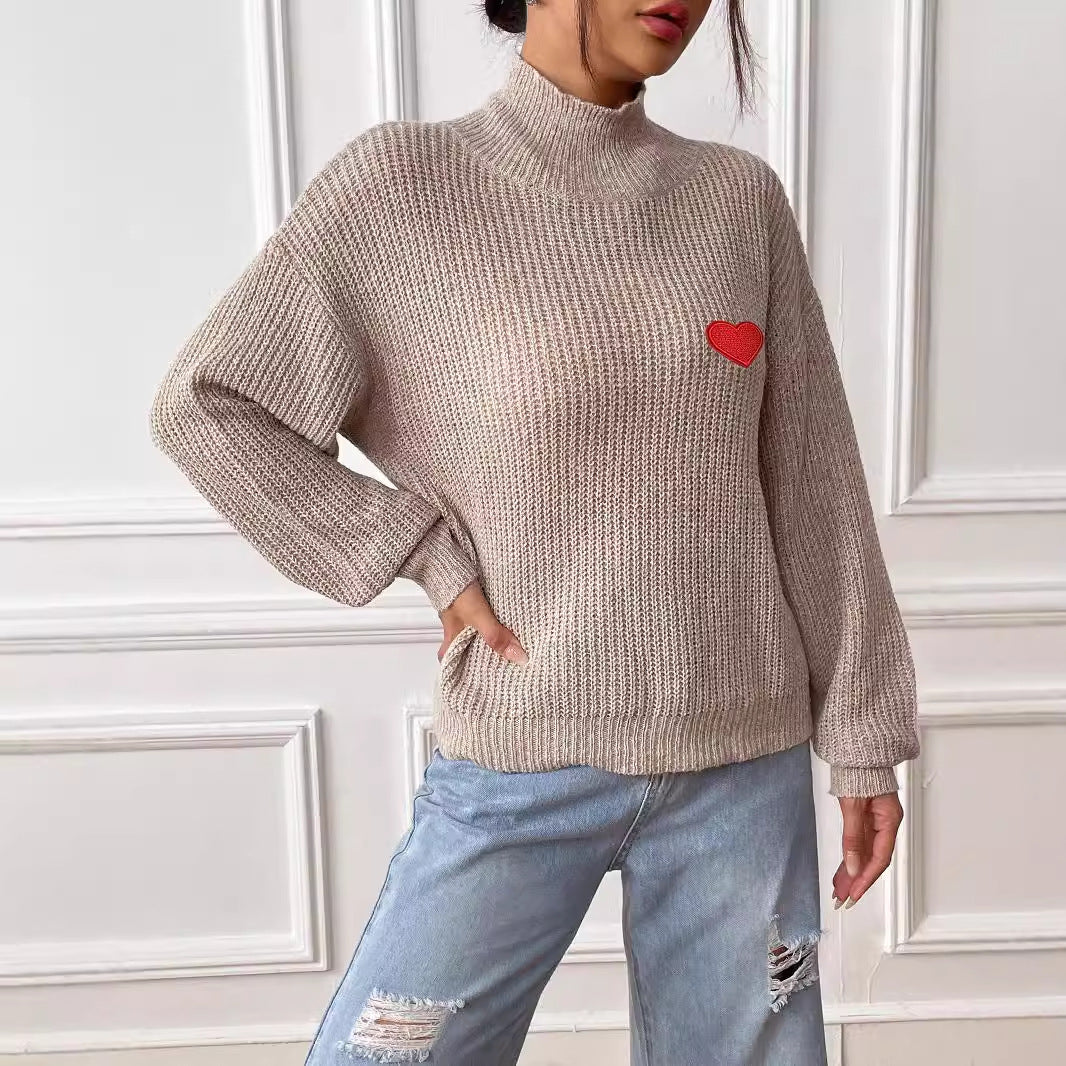 Damen Pullover mit Halbrollkragen, gemustertes Unterziehtop, mehrfarbig geblümt