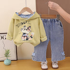 Baby girl hooded long sleeved two-piece set for infants and children