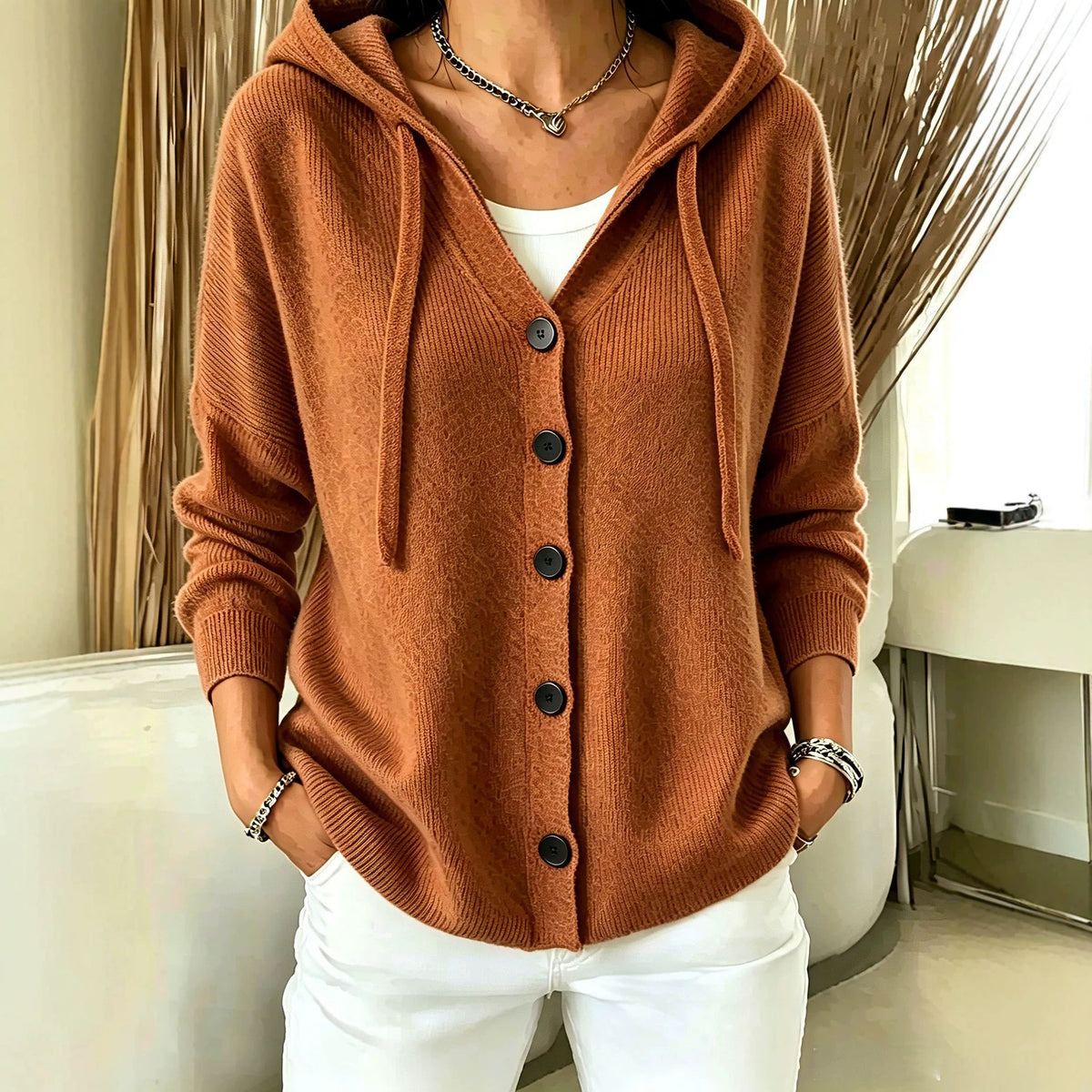 Hoodie-Cardigan Gestrickt