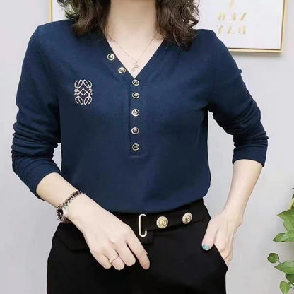 Elegantes Basic-Top für Damen in großen Größen, Samt-Optik, langärmelig, Herbst/Winter