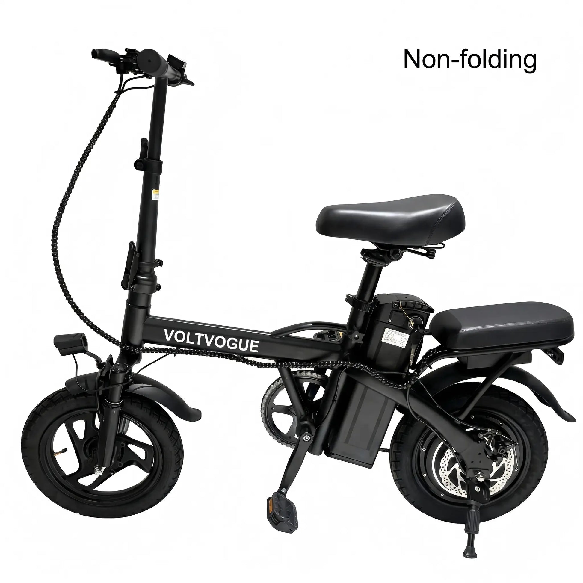 VOLTVOGUE& HQYEX Electric Bike | 500W Peak Power | Top Speed 22 MPH | 14" Pneumatic Tires | 20–23Mile Range | Dual Seat | Single Brake Lever | Height Adjustable Seat