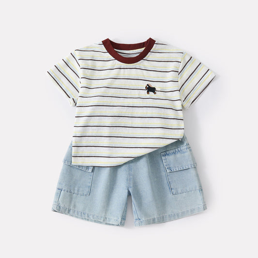 Baby-Set: Shirt + Jeans-Shorts