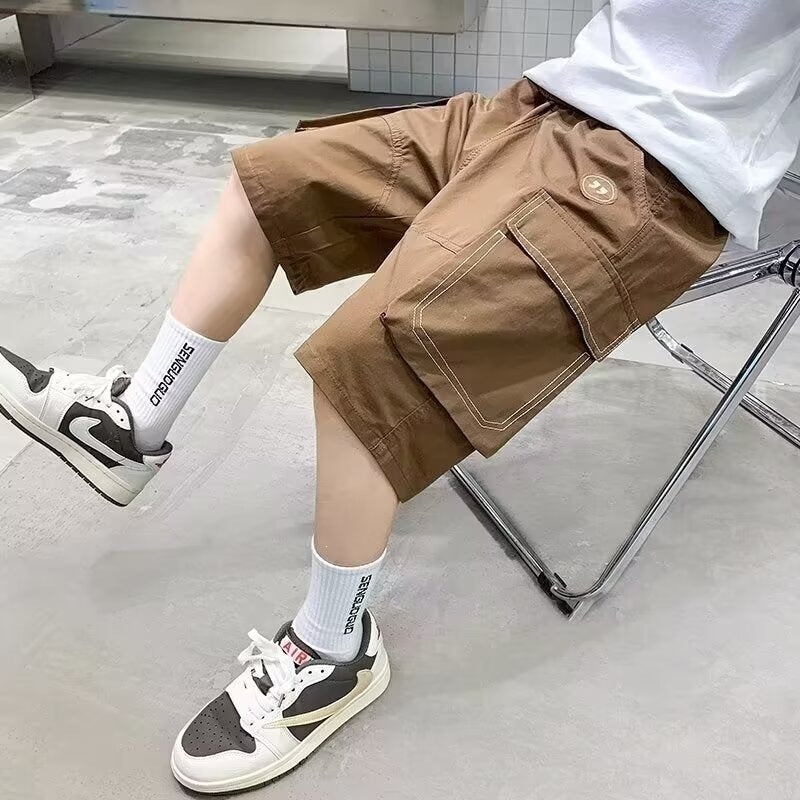 Boy's Cargo Shorts, Casual Mid-Length Pants for Kids