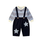 Comfy Striped Hoodie and Overalls Set for Boys Outfit Kids' Two-Piece Clothing