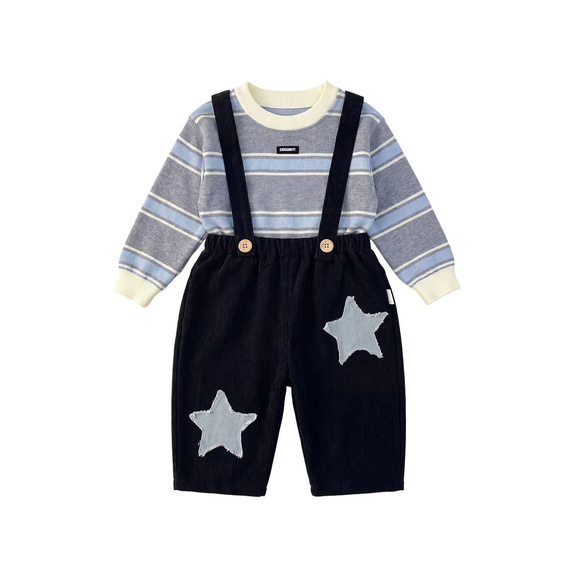 Comfy Striped Hoodie and Overalls Set for Boys Outfit Kids' Two-Piece Clothing