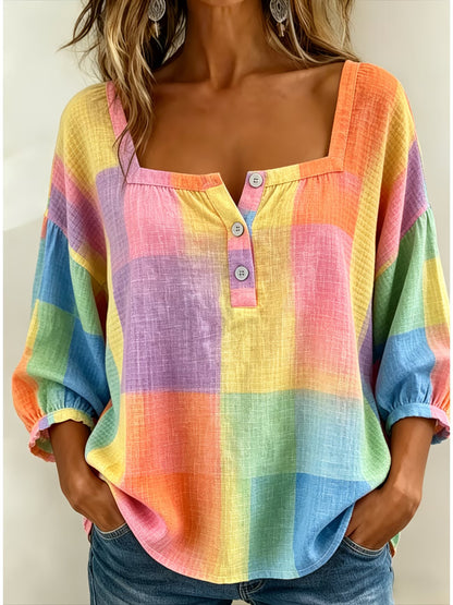 Damen Casual Loose-Fit Top mit eckigem Ausschnitt – Ansicht 5