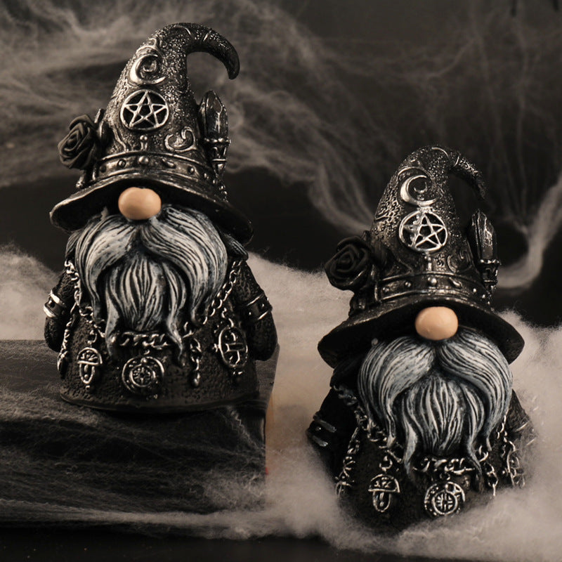 Gothic Wizard Dwarf Resin Figurine Halloween Dark Decor Desk Ornament