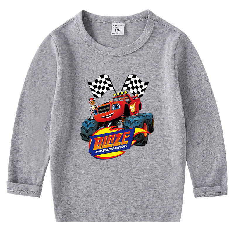 Children's cotton T-shirt with round neck and long sleeved base