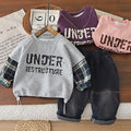 Long sleeved hoodie two-piece set for babies in spring and autumn