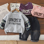Long sleeved hoodie two-piece set for babies in spring and autumn