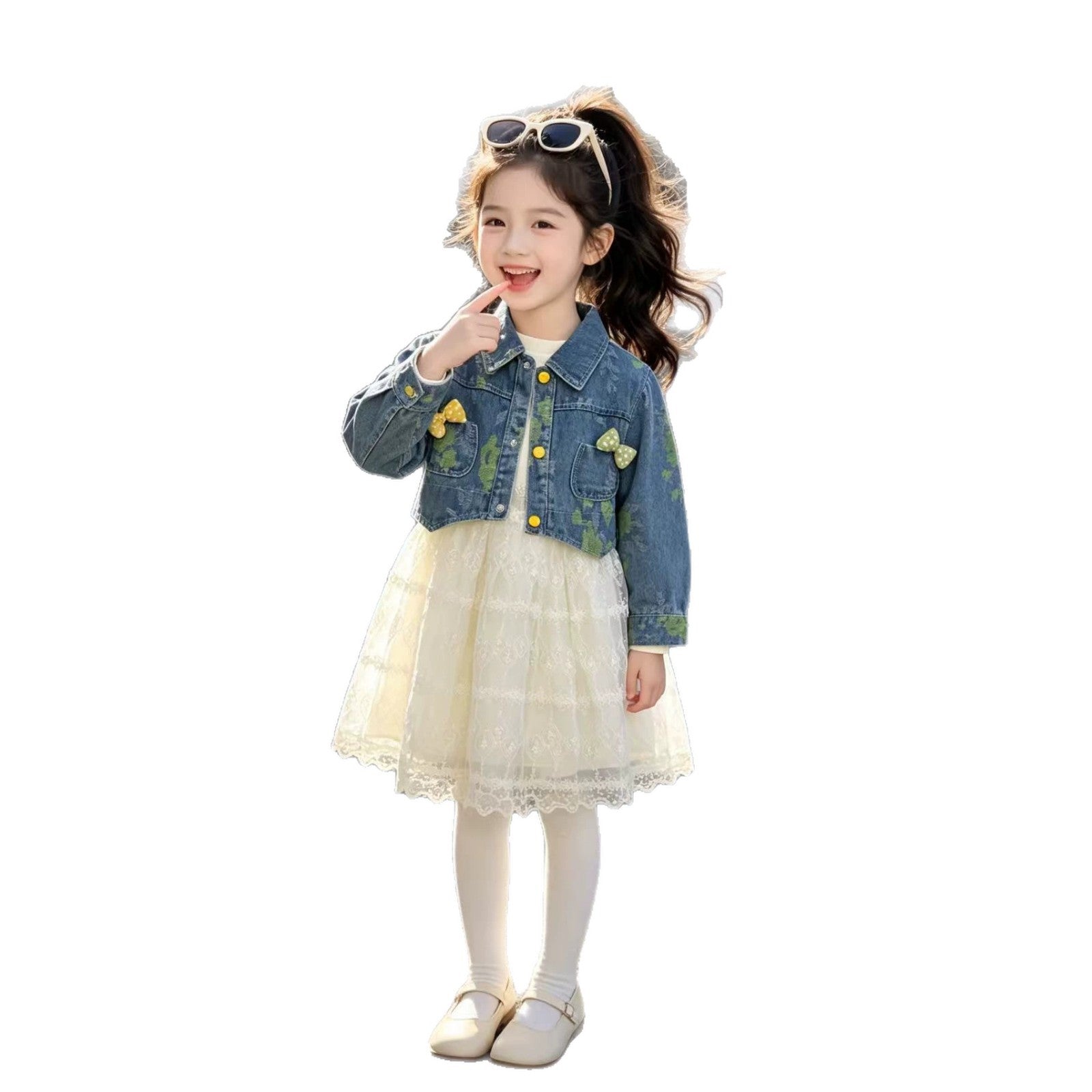 Casual dress denim jacket long sleeved two-piece set