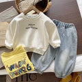 Baby and children's casual round neck shirt long sleeved two-piece set