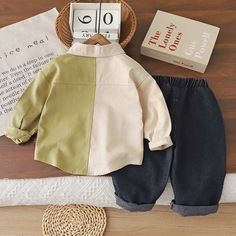 Spring and Autumn Shirt Long Sleeve Two Piece Set