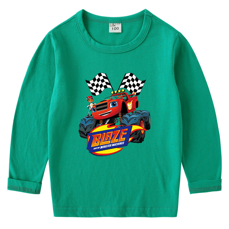 Children's cotton T-shirt with round neck and long sleeved base