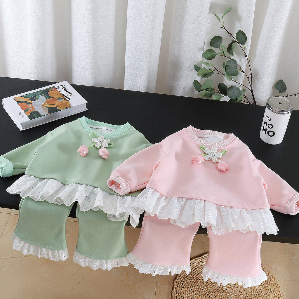 Children's long sleeved hoodie two-piece set