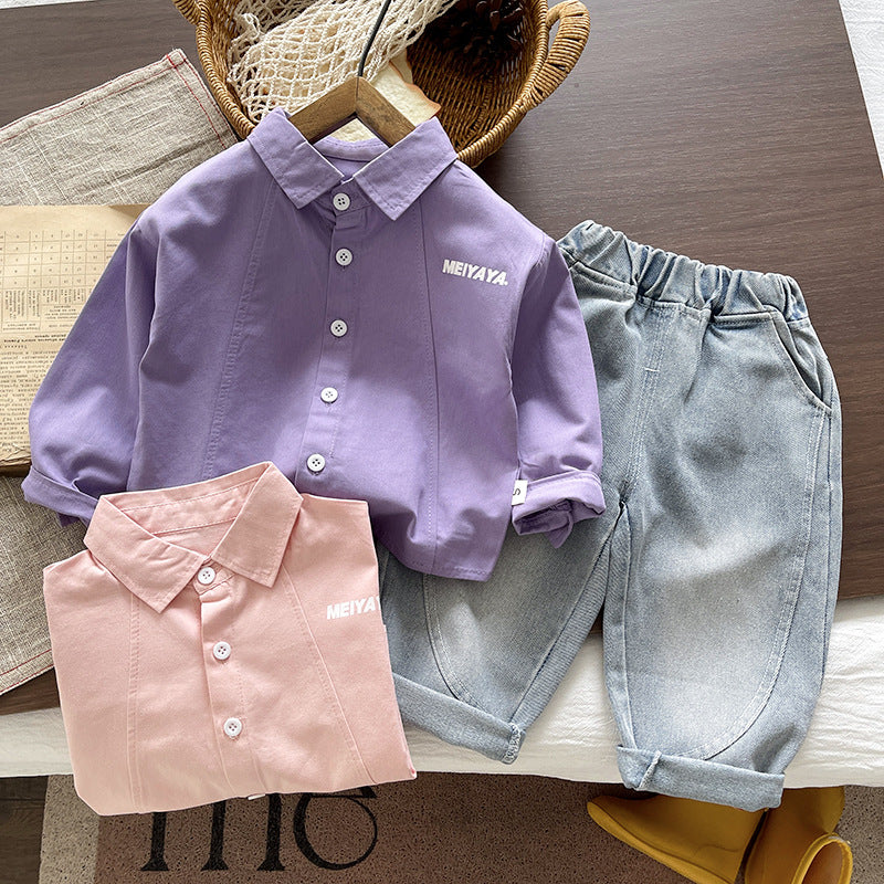 Children's Baby Shirt Long Sleeve Two Piece Set
