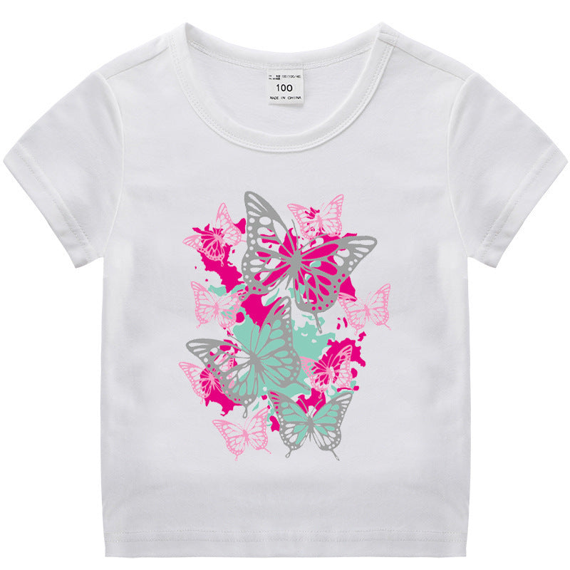 Short sleeved T-shirt girls' pure cotton base shirt