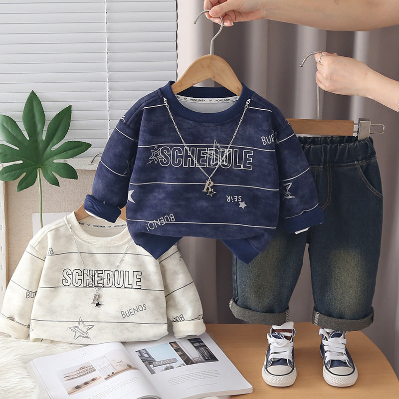 Two piece hoodie pants for baby boys