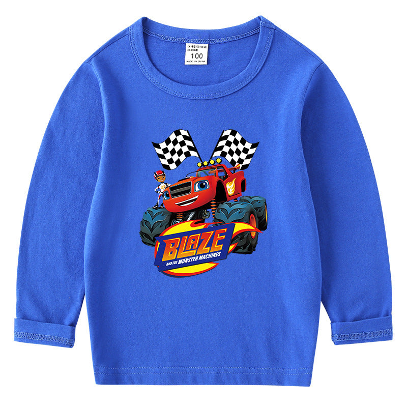 Children's cotton T-shirt with round neck and long sleeved base