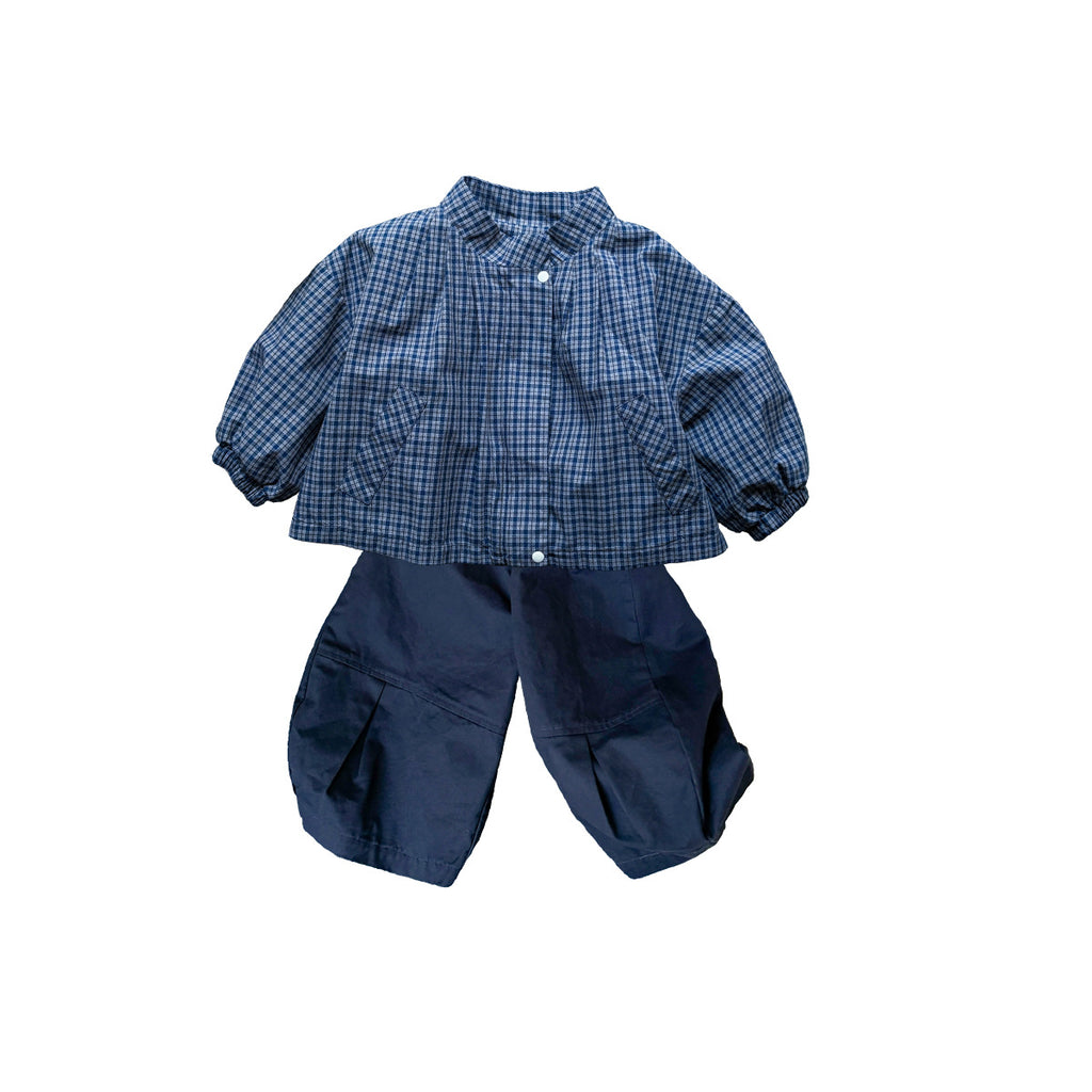 Spring Children's Plaid Coat Cartoon T-Shirt and Casual Pants