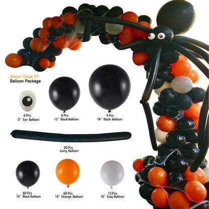 Halloween Ballongirlande Schwarz mit Spinnennetz – Ansicht 2