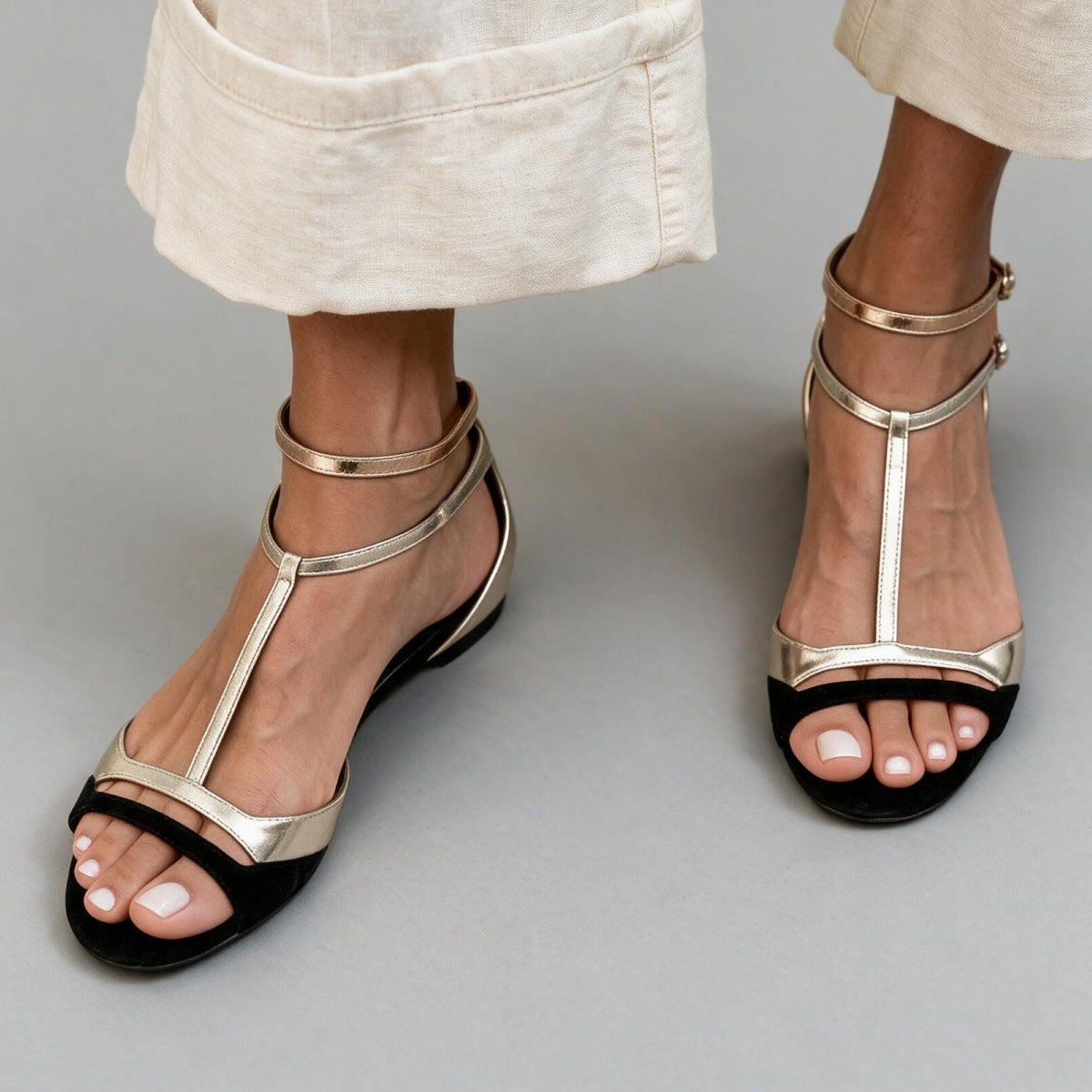 Flache Sommer-Sandalen Damen offene Zehenpartie