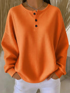 Round neck solid color pullover loose top