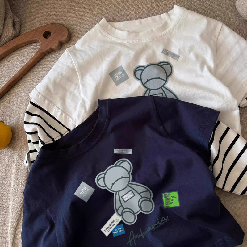 Children's Long Sleeve T-Shirt Striped Casual Versatile Kids Basic Top
