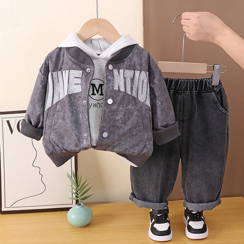 3-piece hooded tie dye baseball suit for babies